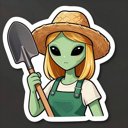 Alien Female Gardener Sticker