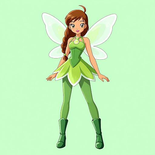 Green Fairy Costume with Brown Hair