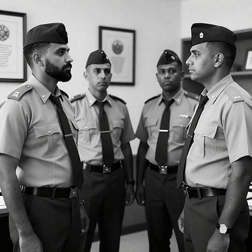 Formal Military Officers in Monochrome