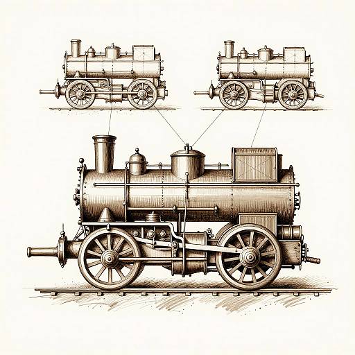 Vintage Steam Engine Technical Schematics