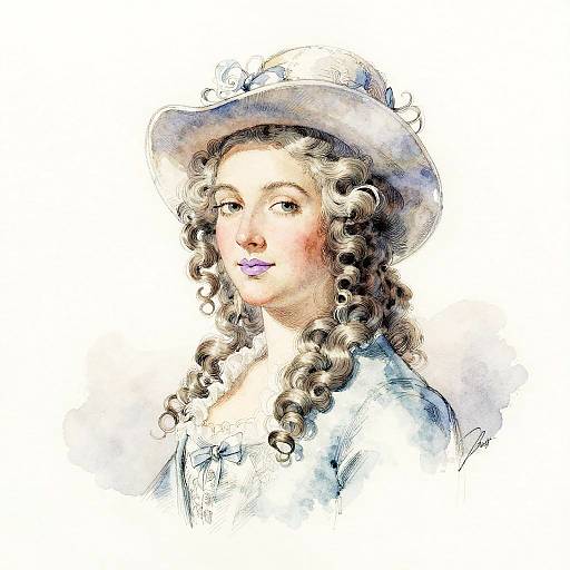 Rococo Woman in Watercolor Elegance