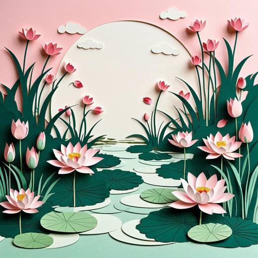 Paper Kirigami Lotus Pond