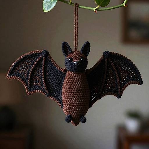 Realistic Crochet Bat Close-Up