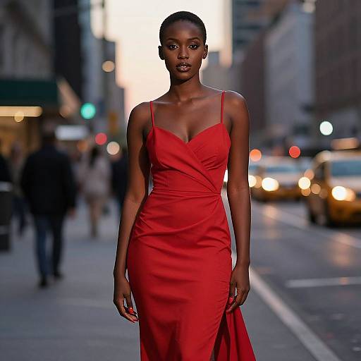 Confident Black Woman in Red Dress