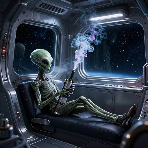 Alien Smoking Bong in Space Lounge