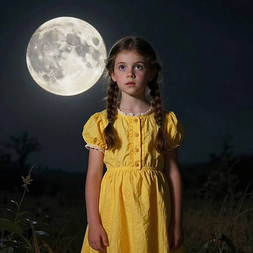 Young Girl by Moonlight Painting