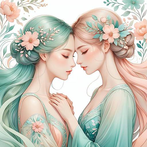 Tender Forehead Embrace in Pastels
