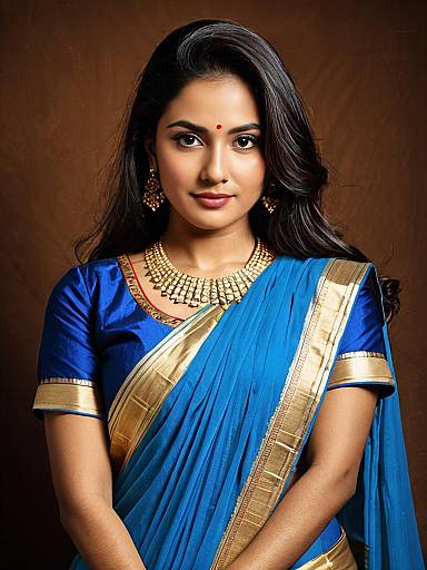 Cerulean Half Saree in Blue