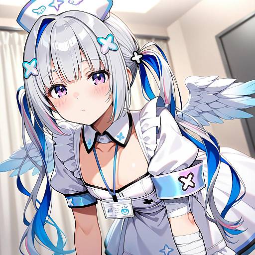 Illustration of Amane kanata (nurse), hololive in the style of Gin (ginshari)