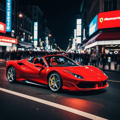 Dynamic Night Drive: Sleek Ferrari in Neon