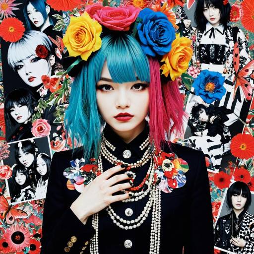 Visual Kei Inspired Floral Collage Portrait