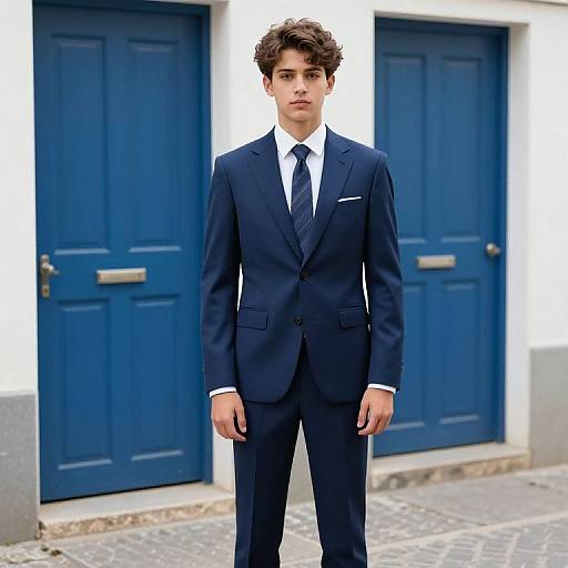 Boy in Fancy Blue Suit Alley