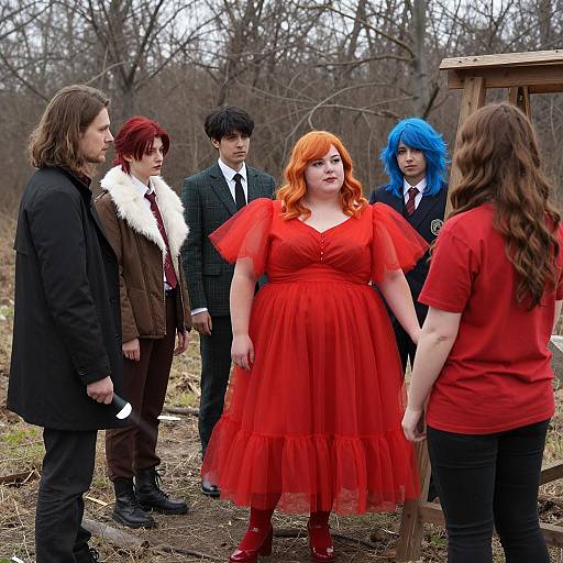 Diverse Group in a Rustic Woodland Scene