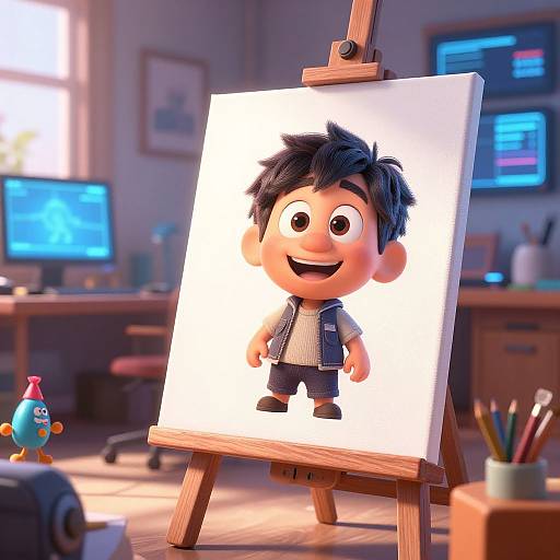 Pixar AI Painting Joyful Animated Character