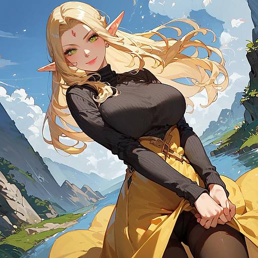 Tsundere Blonde Elf in Yellow Sweater