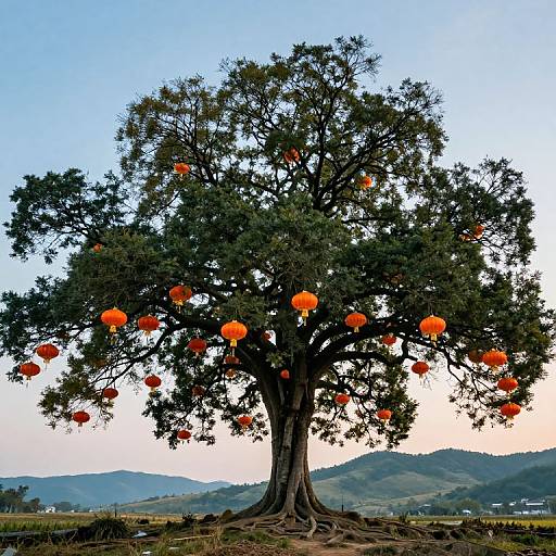 Majestic Ancient Tree with Lanterns