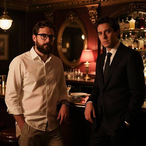 Men at a Luxurious Bar Setting