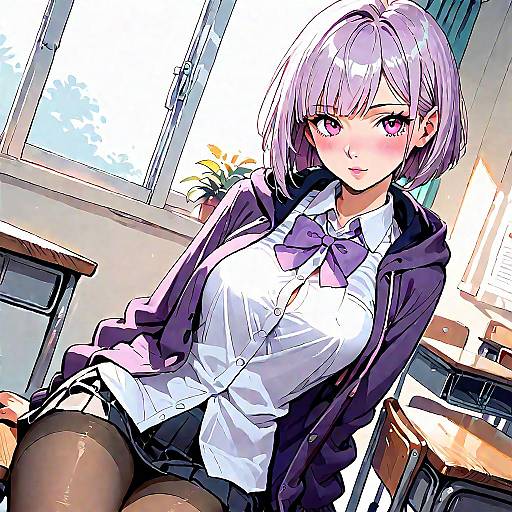 Anime Girl in Classroom Setting