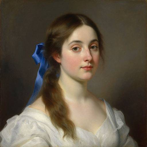 Woman with Blue Bow by Hugues Merle