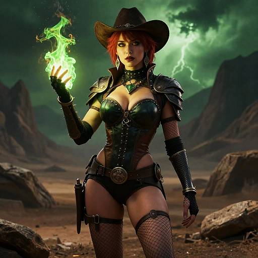 Fantasy Sorceress in Wasteland