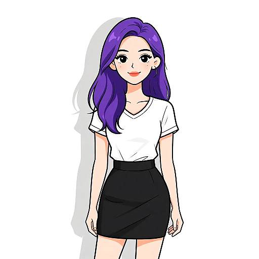 Chic Smiling Woman in Casual Outfit