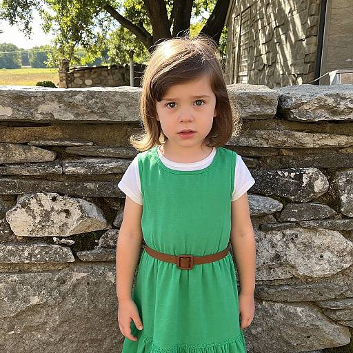 Confident Child in Sunny Courtyard