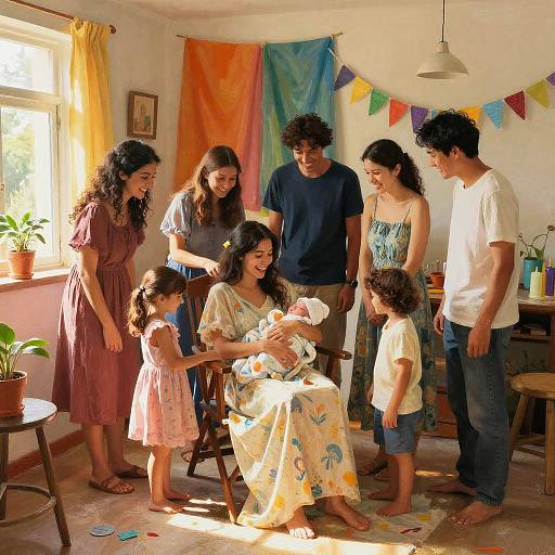 Vibrant Indoor Birth Celebration Scene