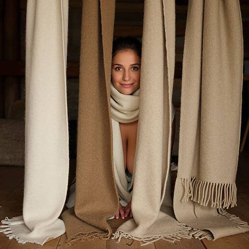 Serene Rustic Portrait with Draped Textiles