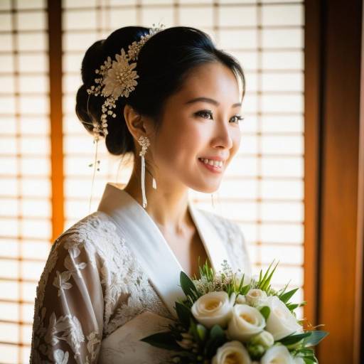 Serene Japanese Bride on Wedding Day