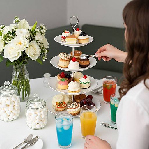 Afternoon Tea Display with Floral Decor