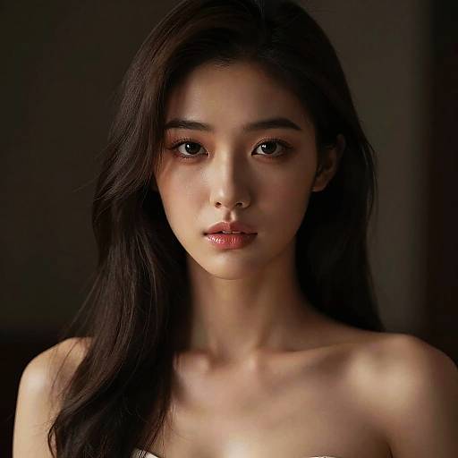 Portrait of Young Asian Woman in Low Light