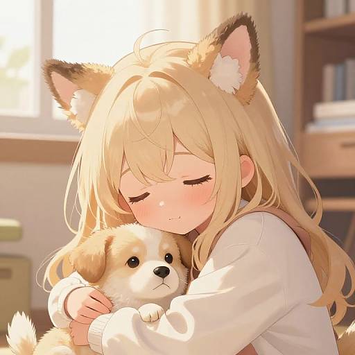 Cozy Anime Girl with Dog Ears