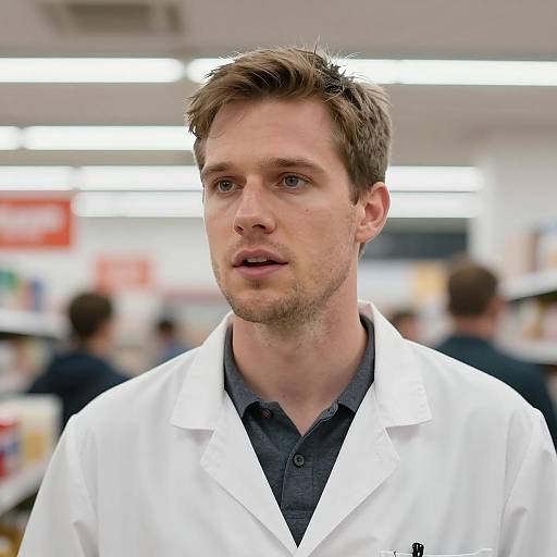 Scientist in a Bright Store Setting