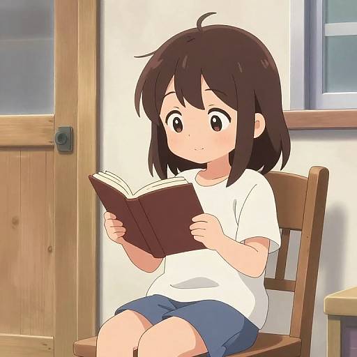 Cute Anime Girl Reading Book