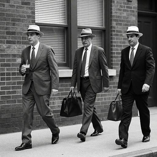 Vintage City Stroll in Black and White