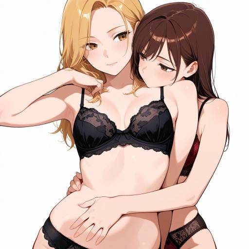 Dynamic Embrace of Two Young Women Dynamic Embrace of Two Young Women