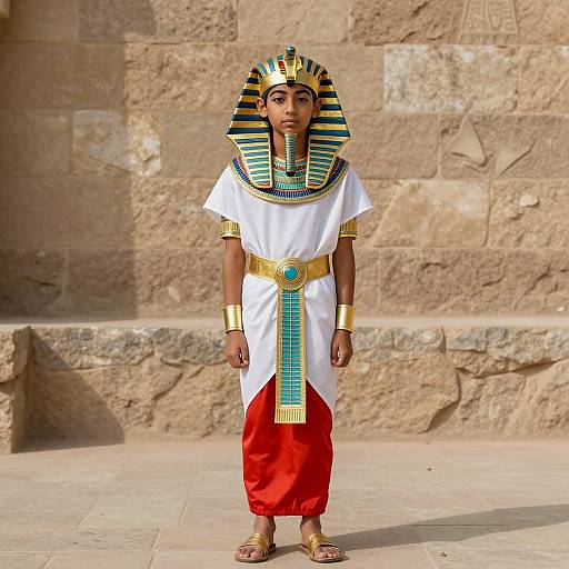 Young Pharaoh in Traditional Egyptian Costume