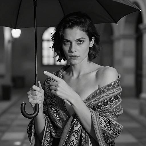 Intense Gaze: A Woman with Umbrella