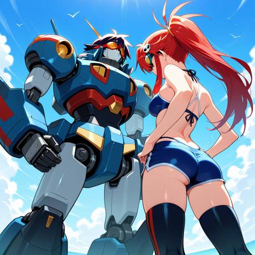 Futuristic Girl in Mecha Swimsuit