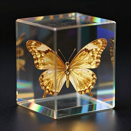 Holographic Golden Butterfly in Glass Cube