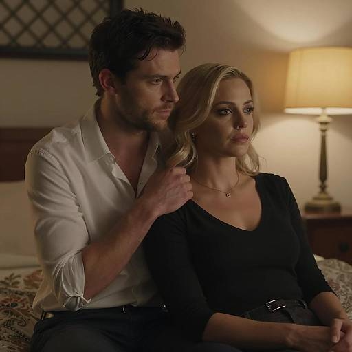 Intimate Portrait in Dimly Lit Room