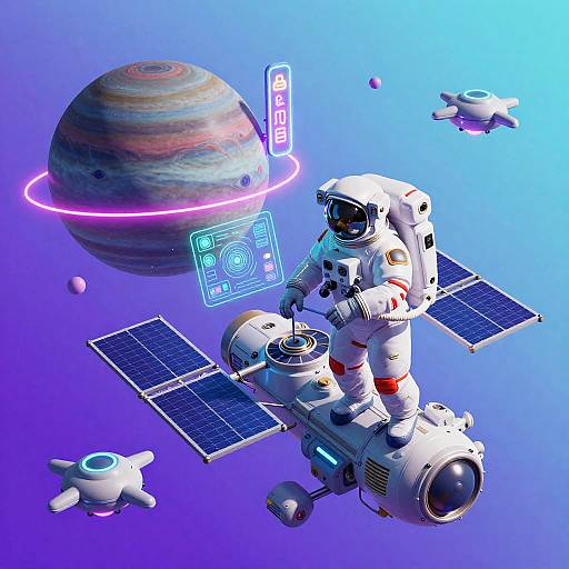 Futuristic Space Station Repair Scene