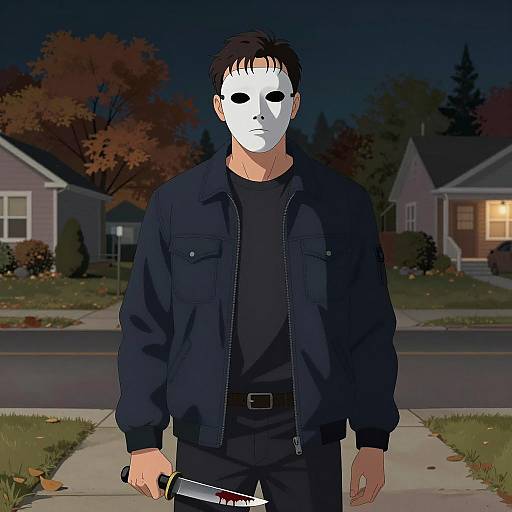 Sinister Figure in Autumn Suburbia