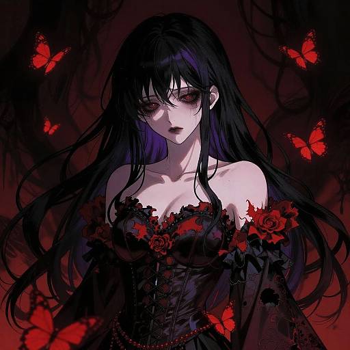 Dark Gothic Anime Girl Portrait