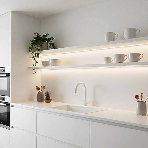 Modern Minimalist Kitchen with White Platos
