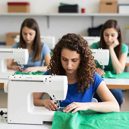 Women Crafting Together in Sewing Room