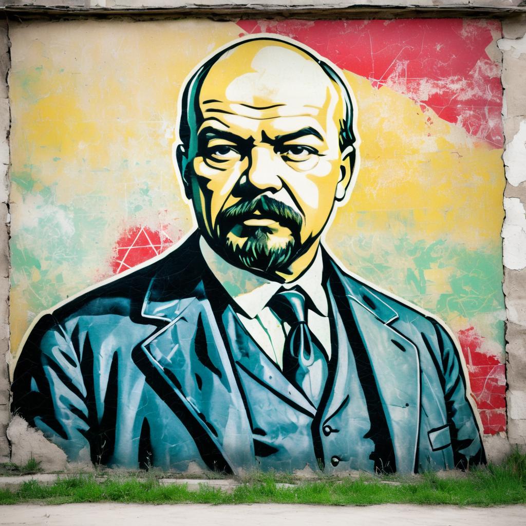 Vintage Graffiti of Lenin Mural Artwork