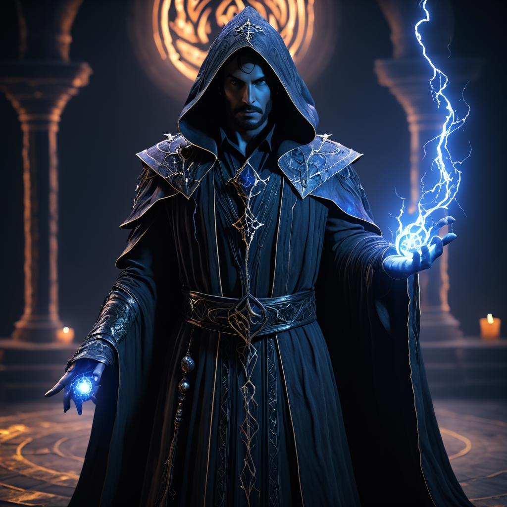 Cinematic Dark Sorcerer with Necrotic Energy