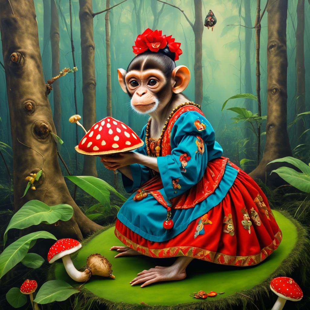 Surreal Monkey Painting Inspired by Kahlo