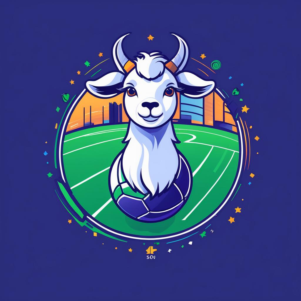 Cartoon Goat Playing Football T-Shirt Design